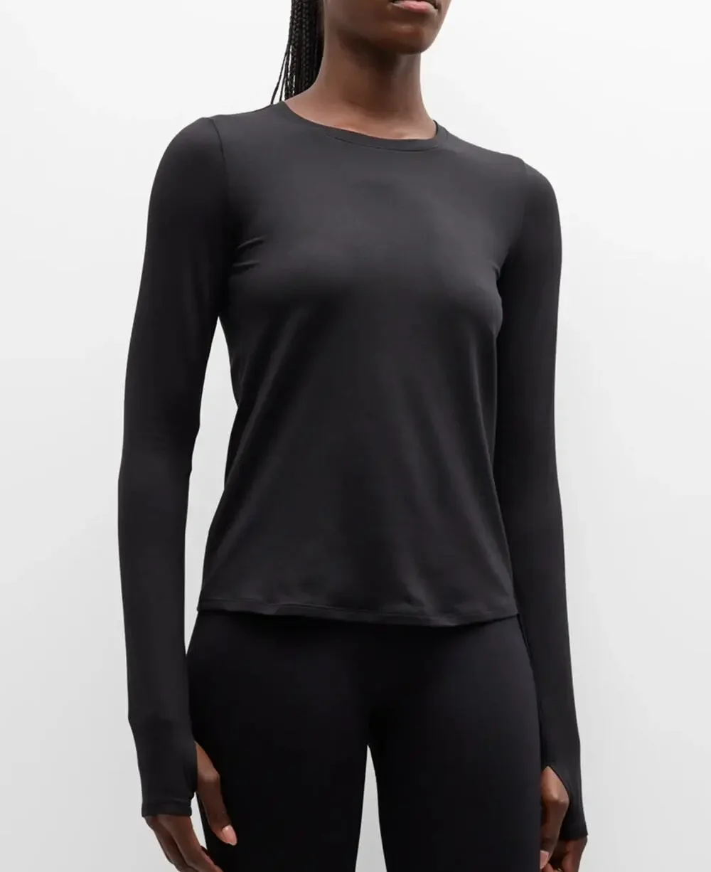 Alo Yoga Finesse Alosoft Long Sleeve Top Large Black Lightweight Yoga Pilates